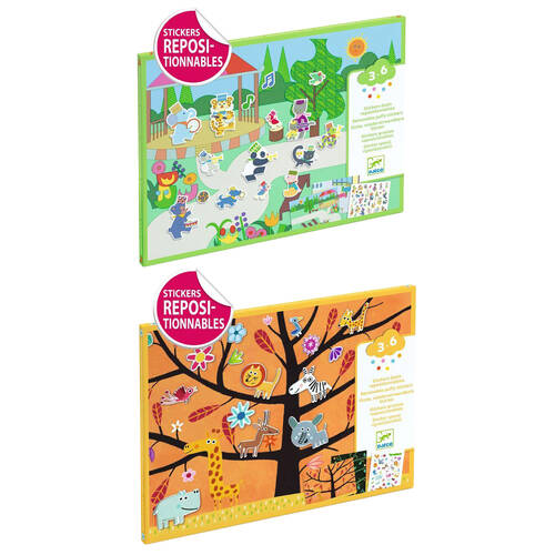 Djeco Fanfare/Tree Climb Reusable Puffy Stickers Kids Activity w/ 2 Backgrounds