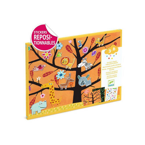 30pc Djeco Tree Climb Reusable Puffy Stickers Kids Activity w/ 2 Backgrounds