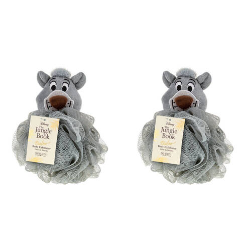 2PK Disney The Jungle Book Baloo Body Exfoliator Shower Loofah Puff Grey