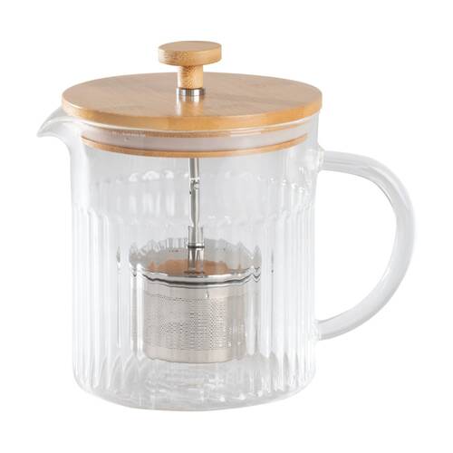 Euroline Durable Glass Tea Pot w/Loose Leaf Infuser & Bamboo Lid 1000ml