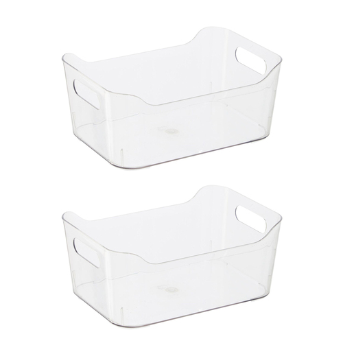 2PK Oggi 24cm Storage Bin Home Food Organiser w/ Handles - Clear
