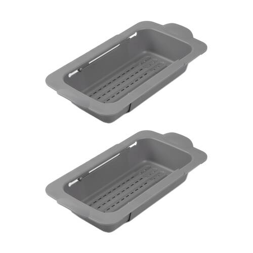 2PK Progressive Expandable Sink Colander Non-Slip Handles Food-Safe Kitchen Tool