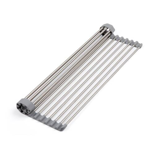Progressive Roll-Up Over The Sink Dish Rack Stainless Steel Non-Slip 55cm