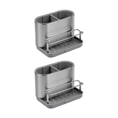 2PK Progressive Stainless Steel Adjustable Sink Caddy Kitchen Organiser Non-Slip