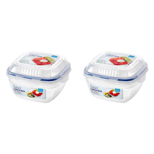 2PK Lock & Lock 950ml Classic Special Salad Stackable Lunch Box w/Divider - Clear