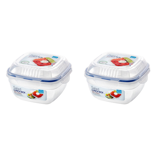 2PK Lock & Lock 950ml Classic Special Salad Stackable Lunch Box w/Divider - Clear