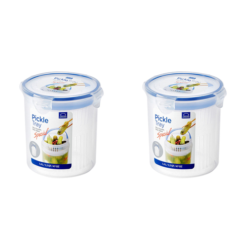 2PK LocknLock 1.4L Classic Round Food Container w/ Draining Basket - Clear
