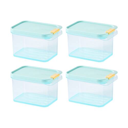 4PK LocknLock Freezer Fit Food Storage Container Microwave Safe 750ml Blue Lid
