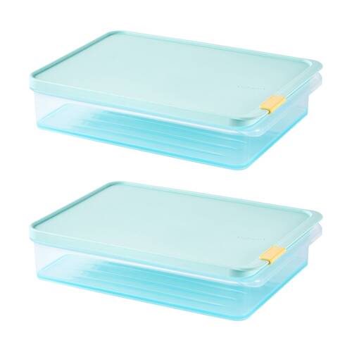 2PK LocknLock Freezer Fit Food Storage Container Microwave Safe 2.2L Blue Lid