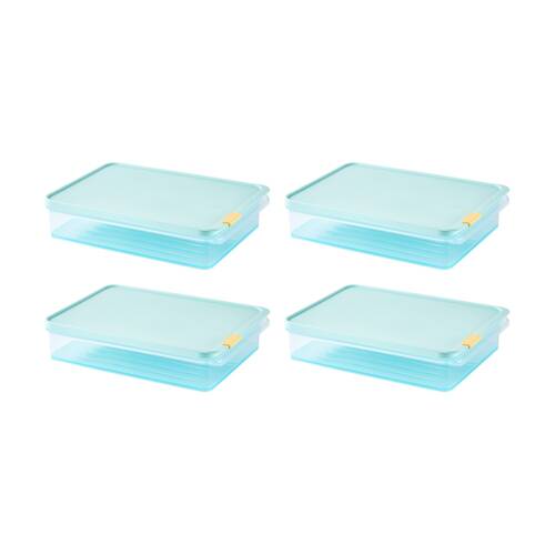 4PK LocknLock Freezer Fit Food Storage Container Microwave Safe 2.2L Blue Lid