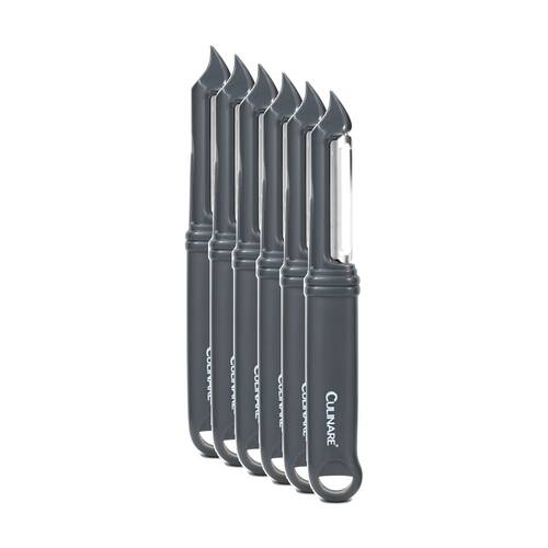 6PK Culinare Swivel Stainless Steel Blade Kitchen Peeler Multipurpose Dark Grey
