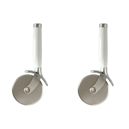2PK KitchenAid Stainless Steel Pizza Wheel Slicer - White