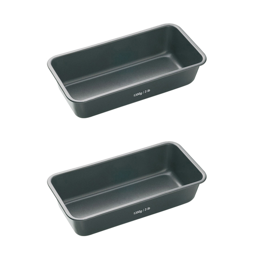 2x Mastercraft 28x13cm Heavy Base Non-Stick Loaf/Bread Pan Large - Black