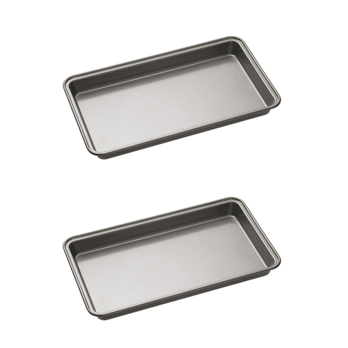 2x Mastercraft 34x20cm Heavy Base Non-Stick Brownie Pan - Black