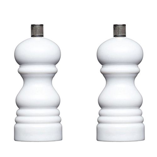 2PK Mastercraft 12cm Classic Capstan Salt & Pepper Mill - White