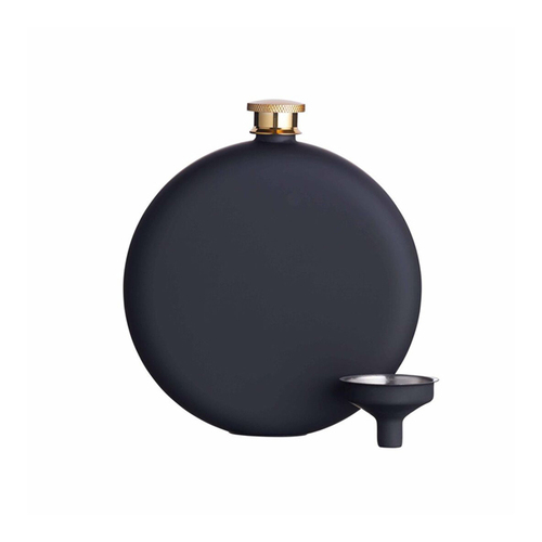 BarCraft 350ml Stainless Steel Soft Touch Hip Flask - Black