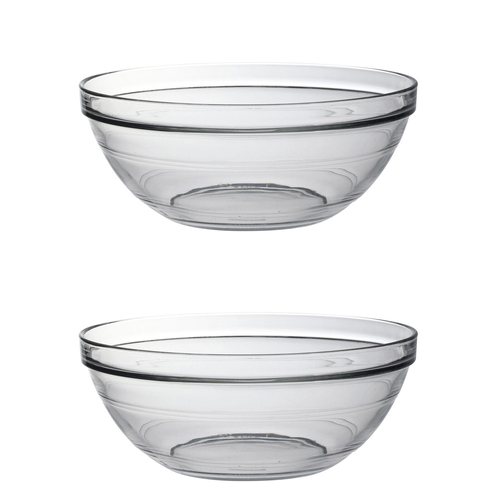 2x Duralex Lys 23cm/2.4L Stackable Glass Bowl - Clear