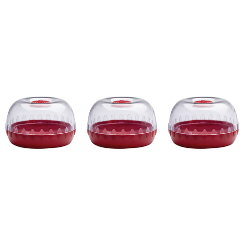 3PK Cuisena 11cm Plastic Fresh Fruit/Veggie Keeper Pod - Red 