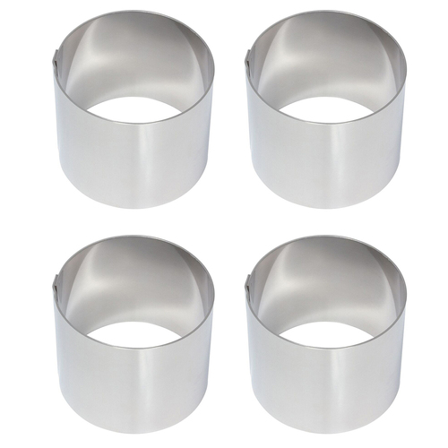 4x Cuisena 7cm Stainless Steel Food Ring/Stacker Baking Moulds - Silver