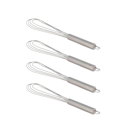 4x Cuisena 30cm Stainless Steel Flat Wire Whisk Kitchen Utensil - Silver