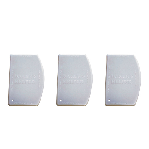 3x Cuisena Plastic Baker's Helper Dough Cutter/Scraper - White