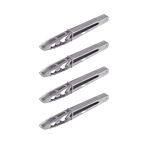 4x Cuisena 22cm Stainless Steel Locking Tongs - Silver