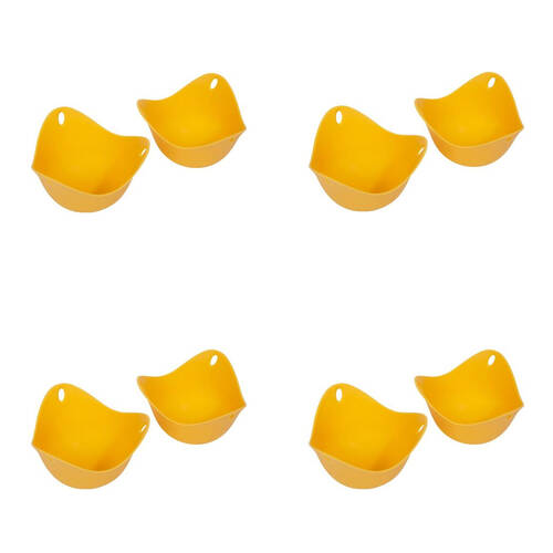 4x 2pc Cuisena Silicone Egg Poacher Heat-Resistant Mould Set 10x10cm Yellow