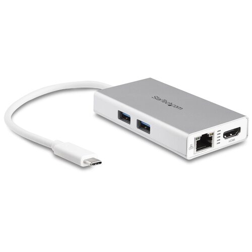 USB-C Multiport Adapter w/ PD - 4K HDMI GbE USB 3.0 - Silver