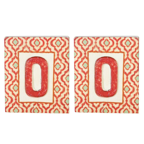 2x DWBH #0 House Number Tile 8x6cm Sign Plaque - Orange