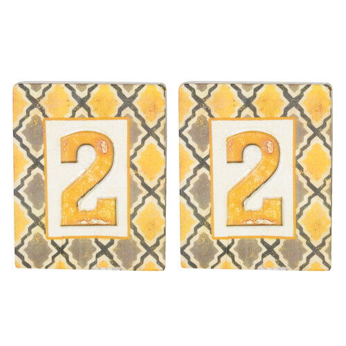 2x DWBH #2 Resin 8x6cm House Number Tile Wall Plaque - Argyle