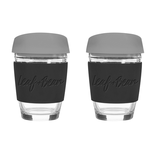 2x Leaf+Bean Sorrento Reusable Cup 340ml - Black