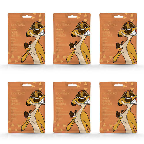 6PK Disney Lion King Timon Cosmetic Scented Skincare Sheet Face Mask 25ml Peach