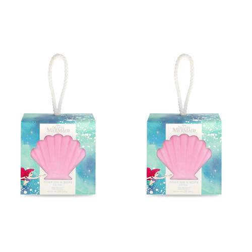 2PK Disney Little Mermaid Shell Scented Soap on a Rope 180g Coconut & Sea Salt
