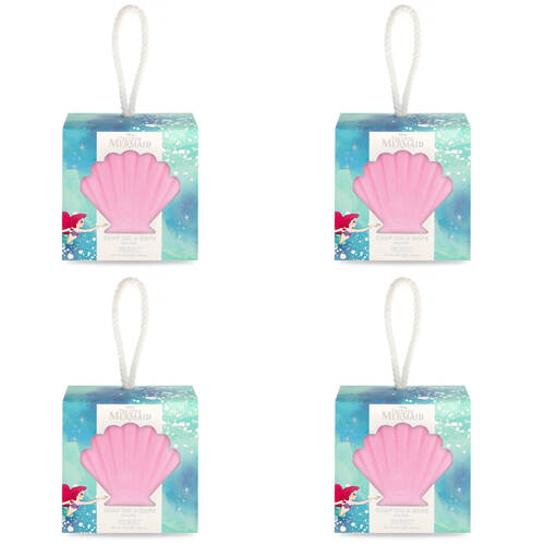 4PK Disney Little Mermaid Shell Scented Soap on a Rope 180g Coconut & Sea Salt