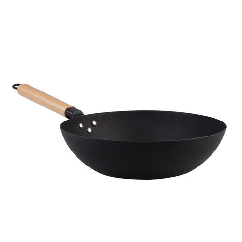 D.Line Carbon Steel Pre-Seasoned Stir Fry Pan 30cm - Black