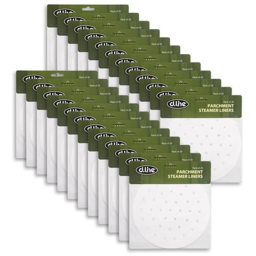 24x 20pc D.Line Parchment Steamer Liners Round 19cm - White