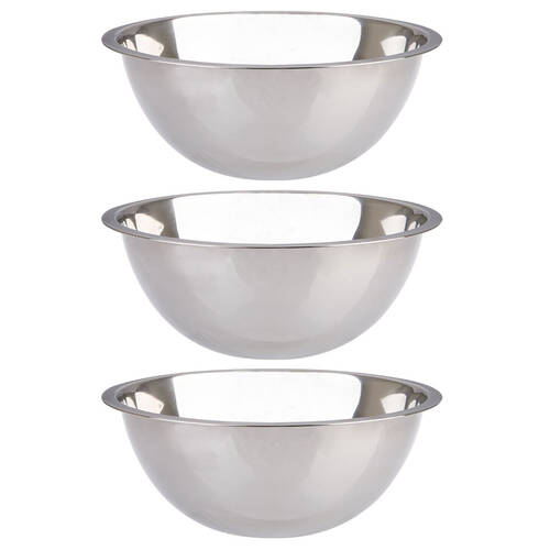 3PK Appetito Stainless Steel Mixing Bowl 24cm/2L - Silver