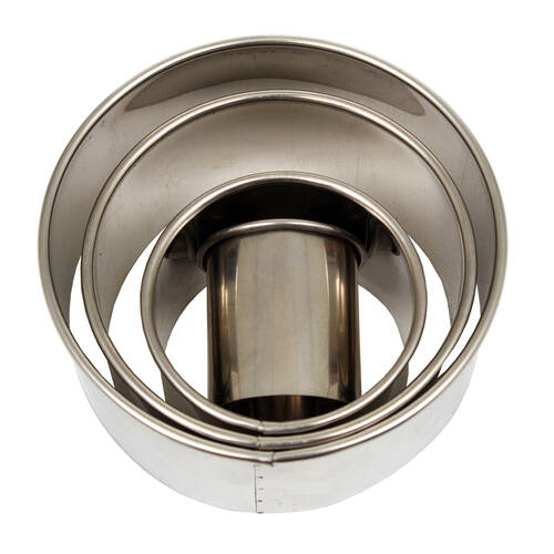 4pc Daily Bake Deep Stainless Steel Round Plain Cutter Set - Silver