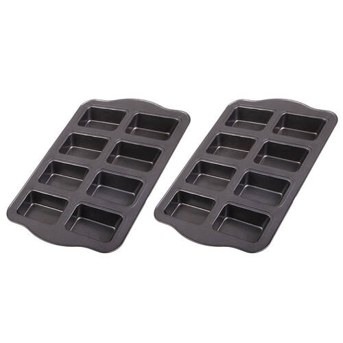 2PK Daily Bake Professional 8-Cup Mini Loaf Pan Non-Stick - Black