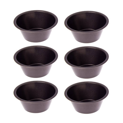 6PK Daily Bake Non-Stick Deep Pie Dish Bakeware 12x5cm - Black