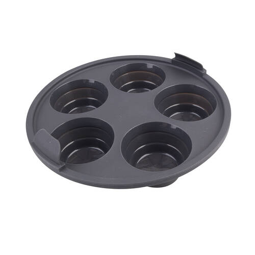 Daily Bake Silicone Round Collapsible Air Fryer 5-Cup Muffin Pan 22cm Black