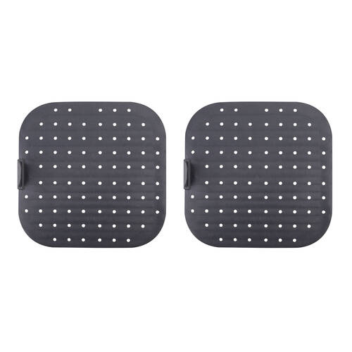 2PK Daily Bake Silicone Square Air Fryer Liner 22cm - Charcoal