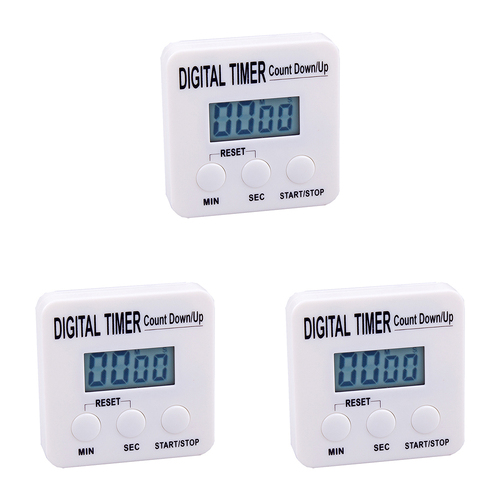 3PK Appetito 100 Minutes Digital Timer Home Kitchen Cooking White