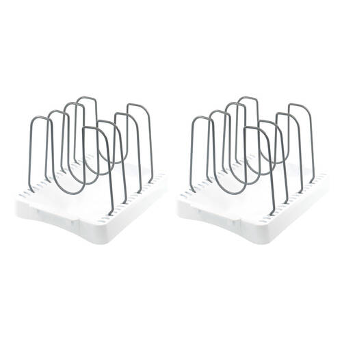 2PK Grand Fusion Cookware Organiser 4-Adjustable Dividers Rack/Stand 26x20cm
