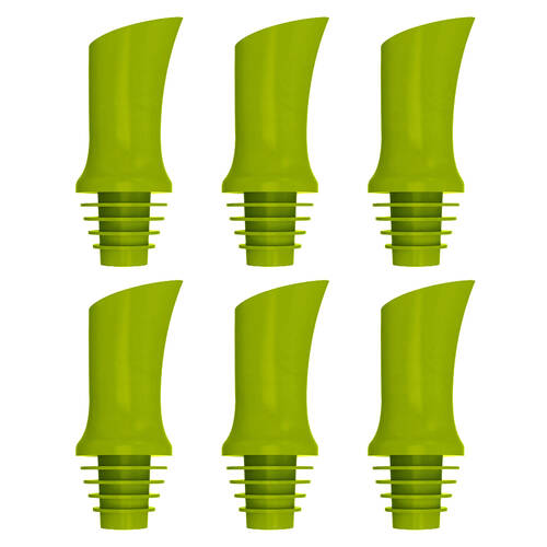 6PK Jokari Self-Sealing Bottle Pour Spout/Pourer - Green