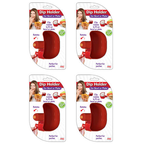 4PK Jokari Silicone Dip Holder Clip For Bowl/Plate - Red