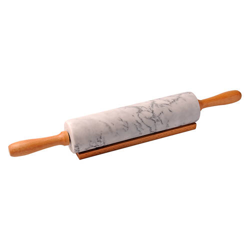 Integra Marble Rolling Pin w/ Wooden Cradle 6x46cm - Grey
