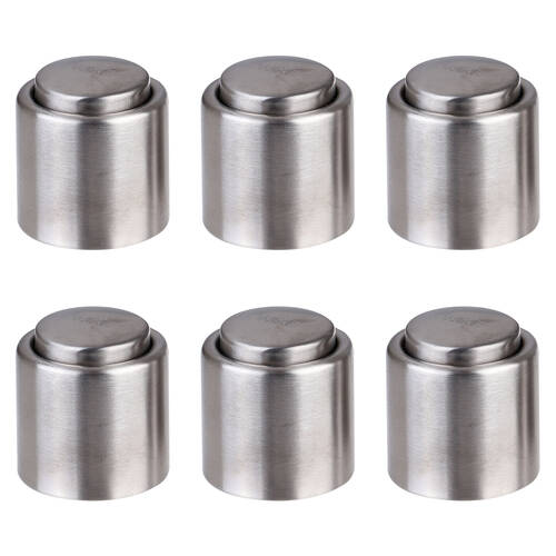 6PK Bartender Stainless Steel Wine Bottle Stopper - Silver