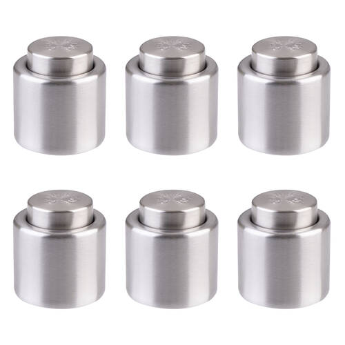 6PK Bartender Stainless Steel Champagne Bottle Stopper - Silver