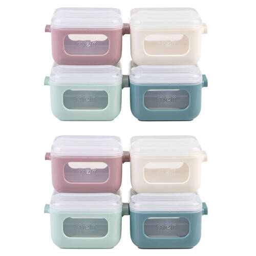 2x 4pc Melii Luxe 120ml Snap & Go Cubes Snack Container Set